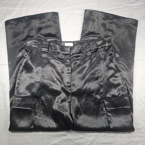 EVERY 1X Satin Look Wide Leg Cargo Leg Pockets Shimmery Dress Pants NWT 1531